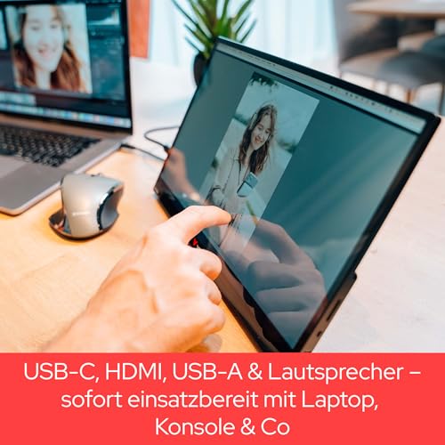 Verbatim PMT-13, Portable Touchscreen Monitor 13,3 aus Aluminium mit Powerbank 5000mAh, mobiler Full HD Bildschirm für Laptop, Tablet, Smartphone, PS5, Nintendo Switch mit USB-C sowie HDMI-Anschluss