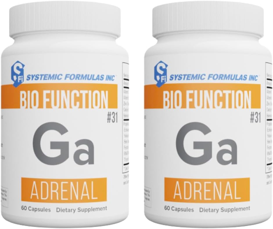 Systemic Formulas Ga Adrenal Energy Support: #31 - Ga - Adrenal Cortex Support 60 Capsules (Pack of 2) and 7 Day Pill Organizer