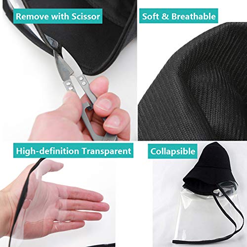TOCESS Face Shield Hat Protective Hat with Face Shield for Women Kids Toddler Safety Hat Face Shield Bucket Boonie Hat for Outdoor Protection Black