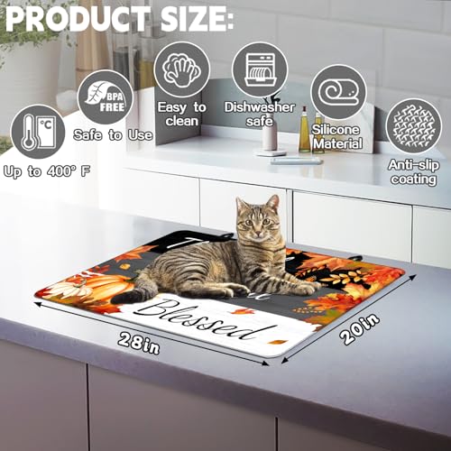 Image of Stove Top Cover for Electric Stove 28 inchx 20 inch,Fall Pumpkins Maple Leaves Heat Resistant Glass Top Stove Cover Protector, Glass Cooktop Covers, Kitchen Flat Electric Stove Top Covers
