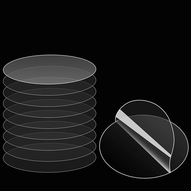 MILEQEE Double Sided Mounting tape 2.36 Diameter, Strong Adhesive for Walls, Two Sided Heavy Duty Sticky Patch, Clear Precut Round Tape Stickers Removable,10PCS
