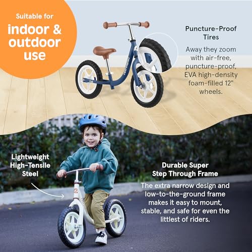 Image of Retrospec Cub Toddler Balance Bike for Ages 18 Months - 3 Years - 12in No-Pedal Beginner Bicycle with Adjustable Seat, Puncture-Proof Tires & Safe Low Frame Design