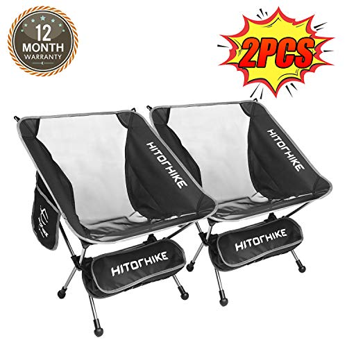 Hitorhike Camping Chair Breathable Mesh Construction 2 Side Pockets Aluminum Frame Camp Chair