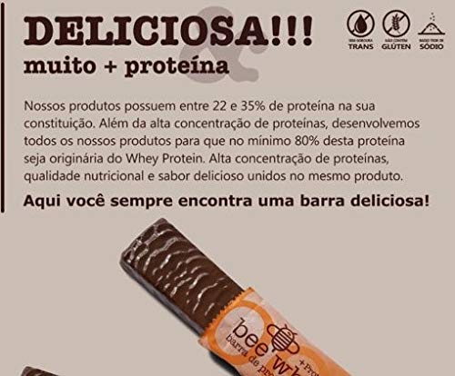 BeeWhey +Proteína, Barra de Proteína Sabor Chocolate, Não Contém Glúten, Sem Gordura Trans, Baixo Te