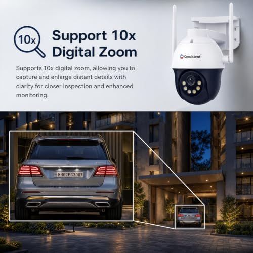 Image of Consistent 3MP 4G PAN-TILT ATC Outdoor Camera | IP66 Rated | Two Way Audio | Human Detection | 4G SIM Support | 256GB Memory Card Cloud Storage | Alexa Compatible | STQC Certified.