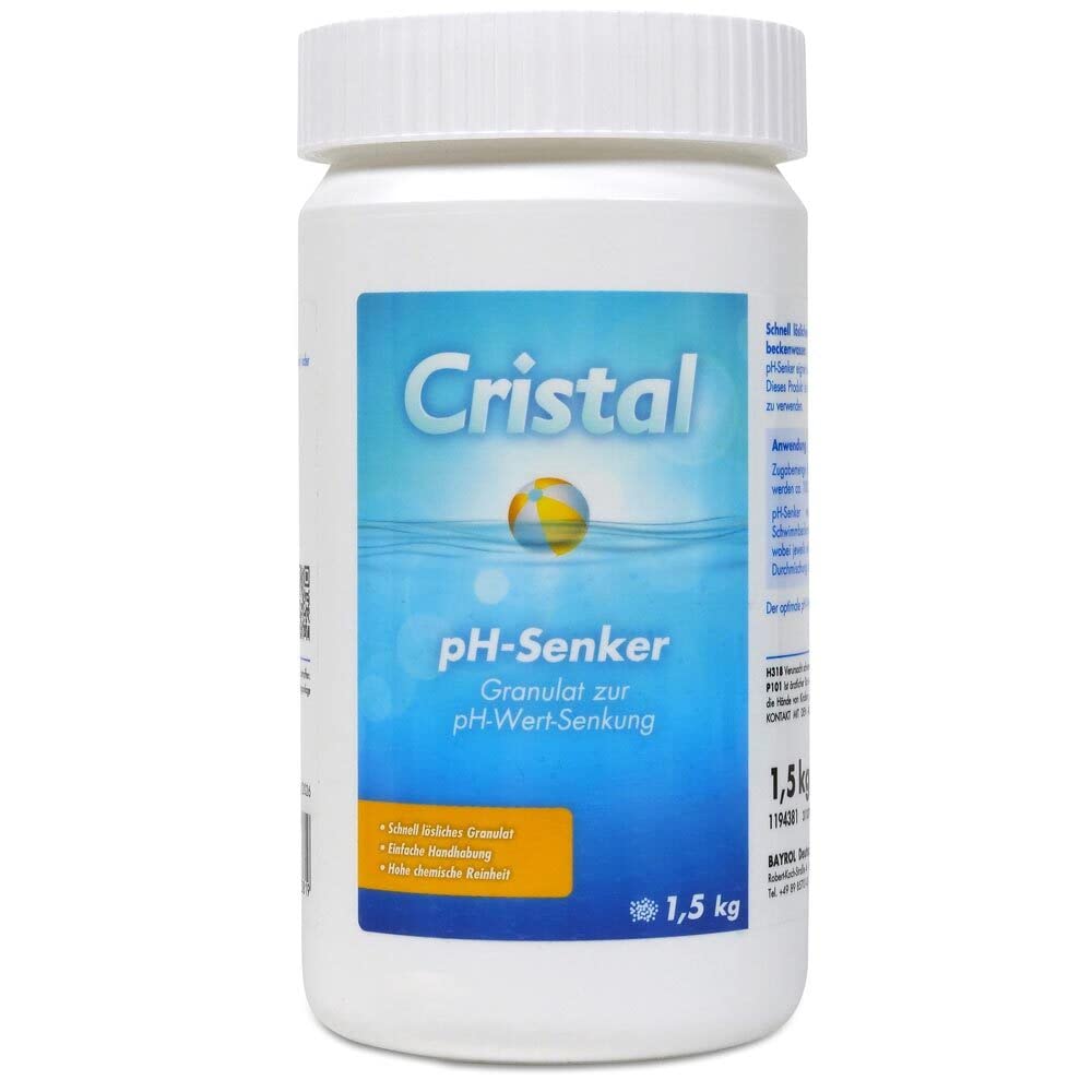 Cristal Wasserpflege Set 5 kg - Chlorgranulat schnell löslich - pH-Senker - pH-Heber - Algenverhütung - Klareffekt - Pflegebroschüre - Pool Whirlpool