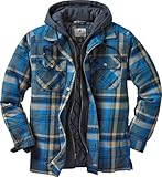 Legendary Whitetails Men's Standard Maplewood Hooded Shirt Jacket, Slate Hatchet Plaid, Large