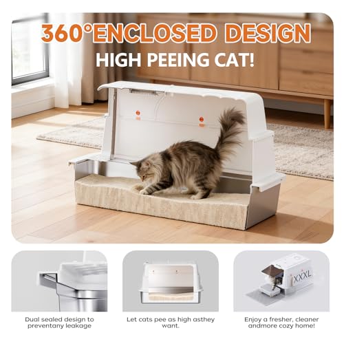 Caja sanitaria para gato de acero inoxidable extra grande XXXL miniatura 4