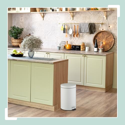 Image of Relaxdays Kitchen Bin 20 Litre with Lid Removable Inner Bucket Foot Pedal Matt Design Pedal Bin White