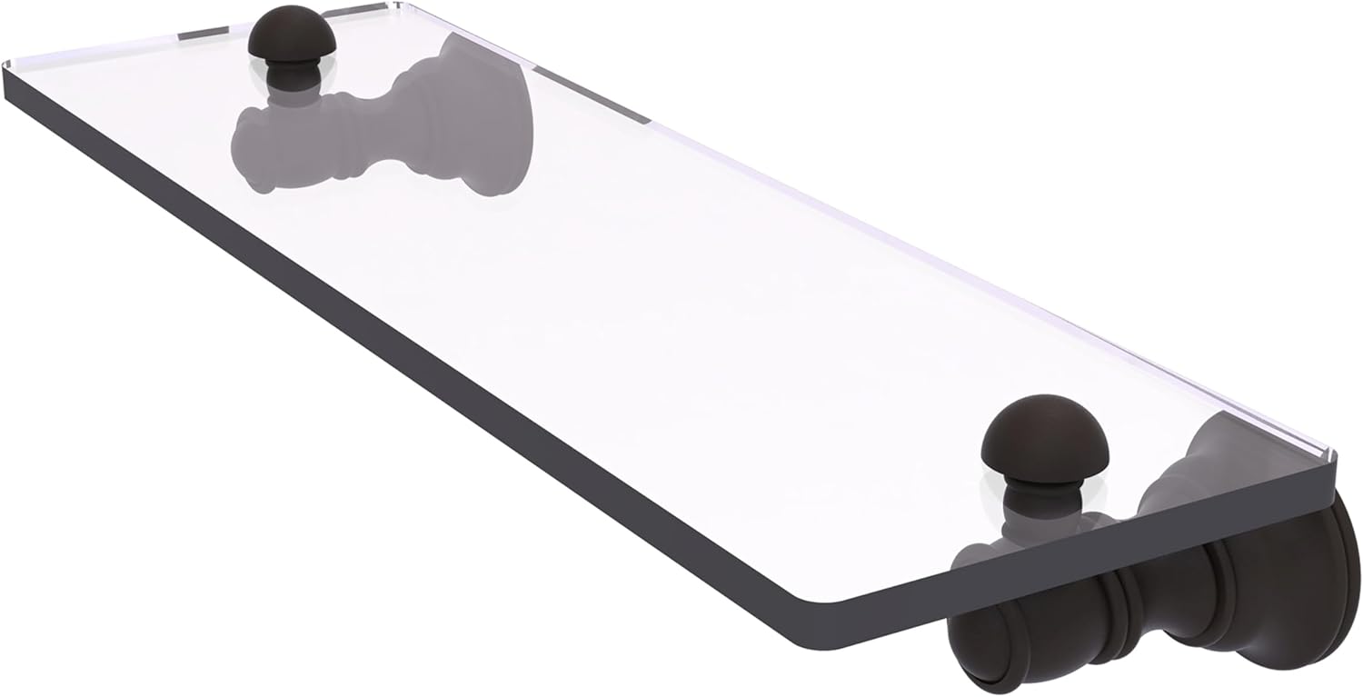 Allied Brass CL-1-16-PNI Carolina Collection 16 Inch Glass Shelf, Polished Nickel