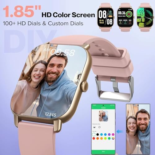 Smart Watch, Fitness Tracker with Dail Calls Speaker, 1.85" TFT-Touch Screen IP68 Waterproof Smartwatch, 112 Sport Modes Activity Tracker with Heart Rate Monitor, Pedometer Watch for Women Men, Pink 6 51kFU4IK4+L. AC