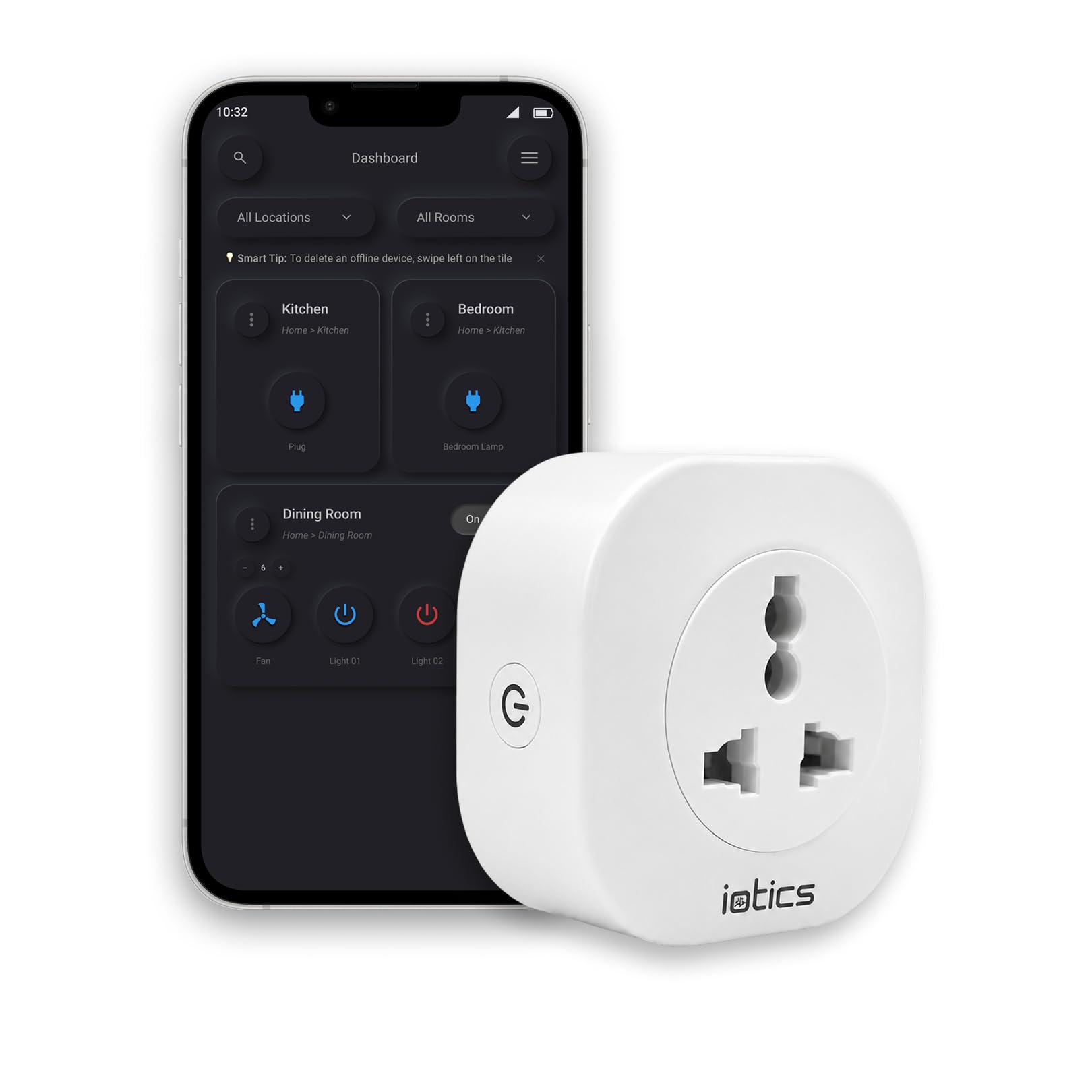 iotics 10a wifi smart plug | smart socket with app control | timer & schedule | compatible with alexa & google assistant | suitable for tvs, mobile & laptop chargers, lamps & small appliances