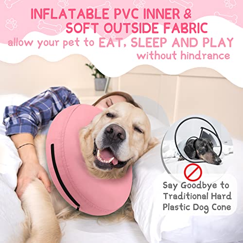 Image of Supet Inflatable Dog Cone Collar Alternative After Surgery, Dog Neck Donut Collar Recovery E Collar to Stop Licking, Soft Dog Cone for Medium Large Dogs