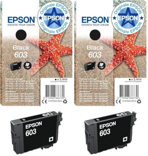 Epson Singlepack Black 603 Ink, Rendement Standard (Lot de 2)