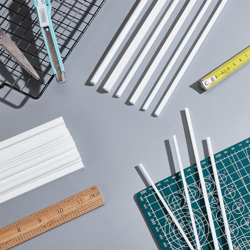 Image of OLYCRAFT 40pcs 10 Style ABS Plastic Square Tube Round Tube 15.7 Inch Length White Plastic Hollow Tubes Hollow Square Round Bar Rods Styrene Tube for DIY Sand Architectural Model Making - Mixed Style