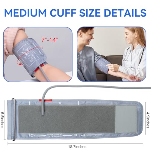 Image of Medium Blood Pressure Cuff, Adult Cuff, Compatible with Most Monitors, ARM Blood Pressure Replacement Cuff with 8 Connectors 7 inch-14 inch(17-36cm )