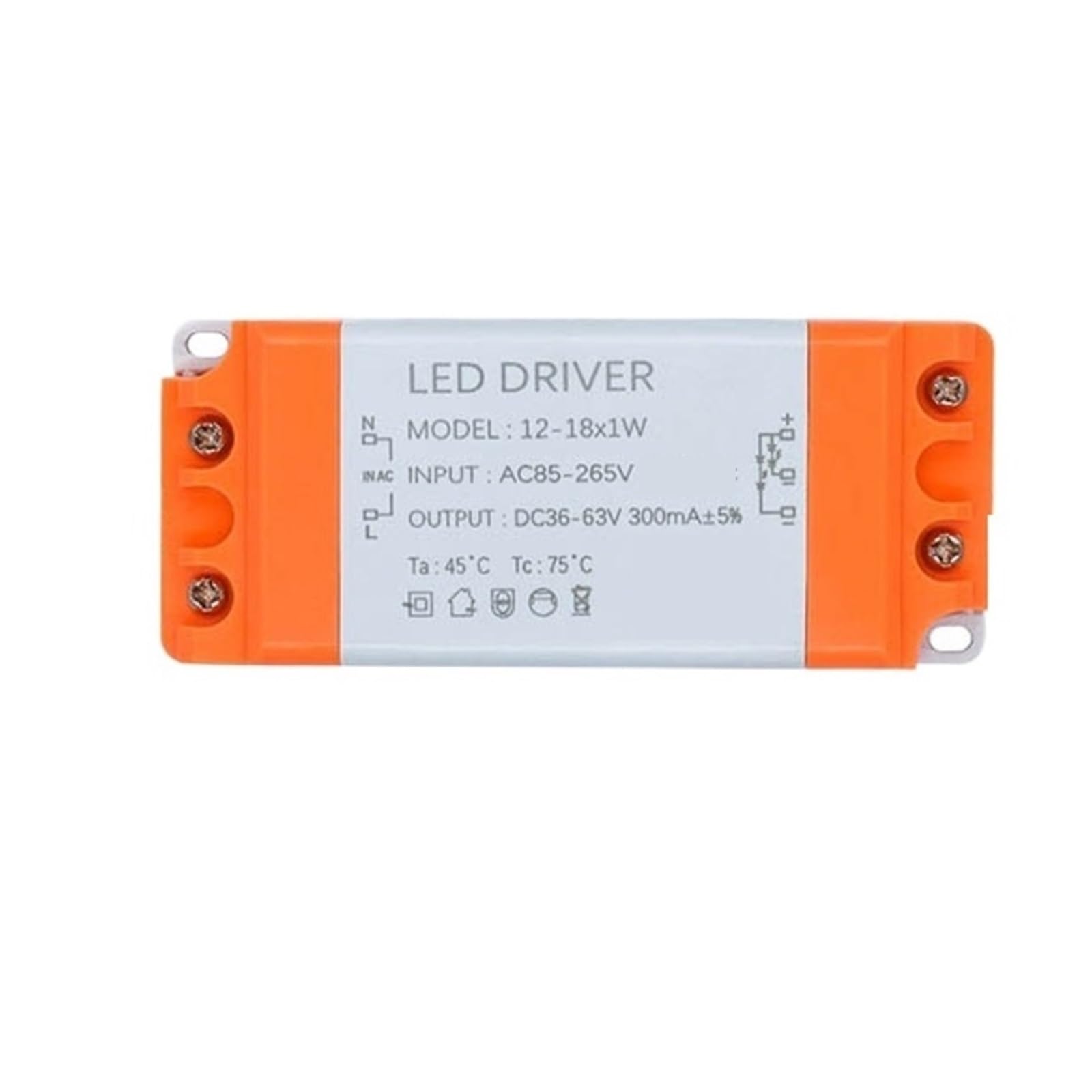 Driver LED Bicolore Da 300 MA, Dimmerabile, AC 85-265 V, Trasformatore Di Alimentazione, Utilizzare For Strisce Luminose Alta Affidabilità(12-18W DC36-63V)