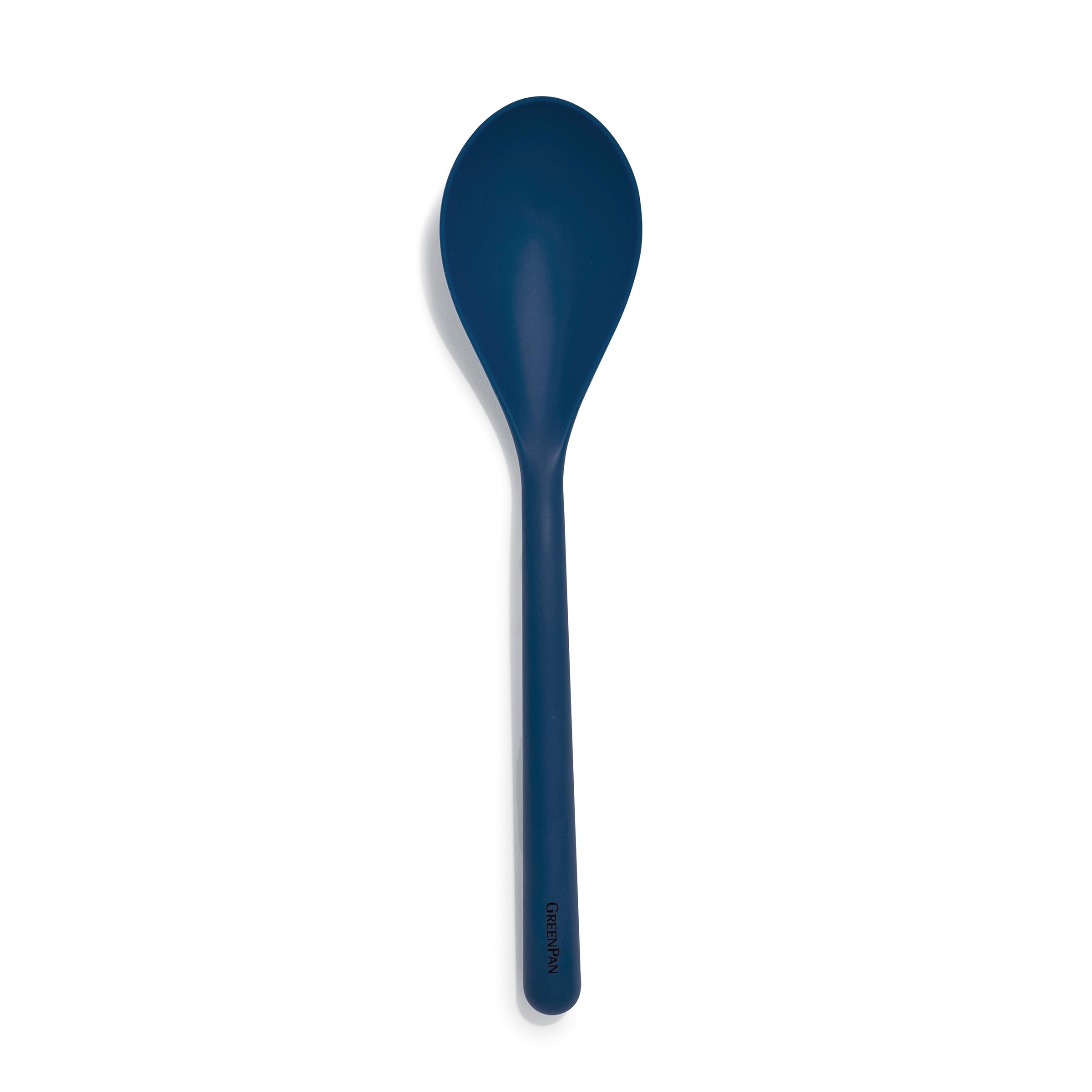 GreenPan Silicone Solid Spoon, Mixing Stirring Serving, Cooking Kitchen Utensil, Flexible Rubber Nonstick Cookware, Rigid Steel Core, Heat-Resistant, Anti-Slip Handle, BPA-Free, Dishwasher Safe, Blue