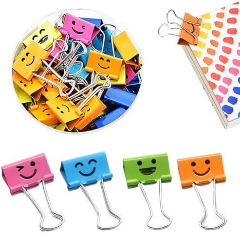 Rapesco 35 Stück Foldback Klammern Gelb - 25mm Lächeln Clips