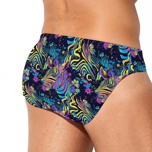 Psychedelic Zebra Novelty Men's Brief Swimwear Pants Swimming Trunks Beach Shorts Underwear3