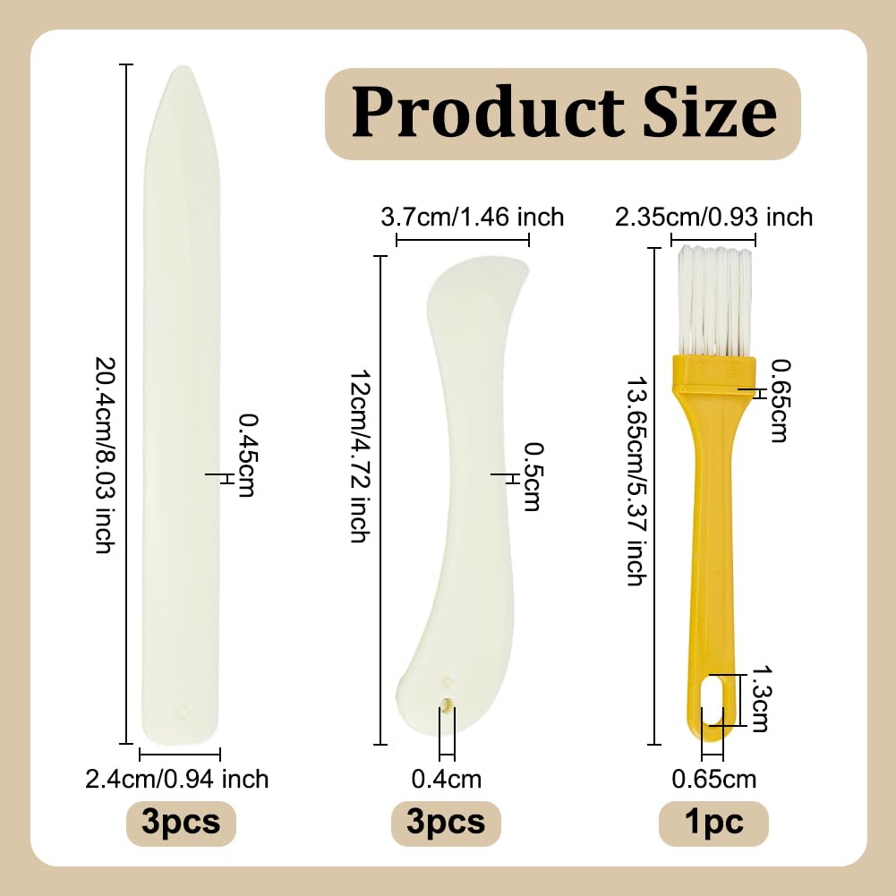 OLYCRAFT 7 piezas de pulidor de plástico para vidrieras plegador de hueso suministros para vidrieras pulidor de plástico FID soporte herramienta con papel artesanía marroquinería y encuadernación
