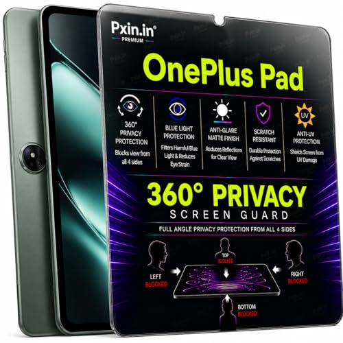 Image of Pxin 360 Pro Privacy Screen guard compatible with OnePlus Pad | Anti Glare | Anti UV | Anti Blue | Anti Reflection | Privacy Filter | Unbreakable Build
