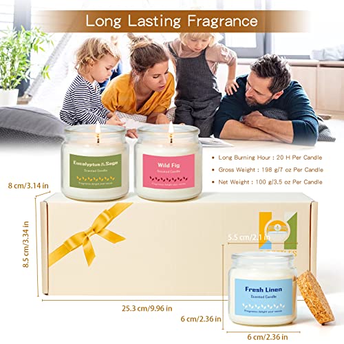 Scented Candles Clearance Gifts For Women, Candles For Home Scented Mothers Day Gifts, Soy Candle Of Fresh Linen, Wild Fig, Eucalyptus & Sage #TOP6