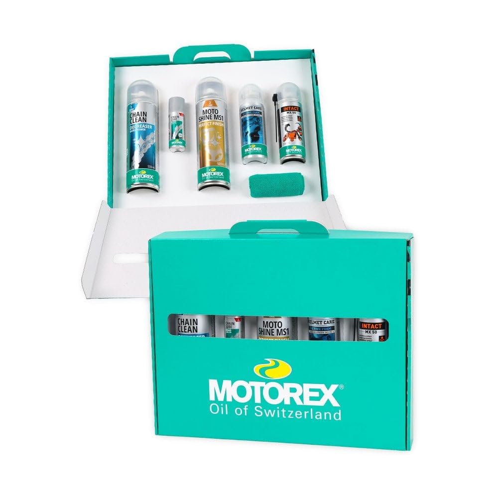 Motorex Ride n Shine Kit de Nettoyage et d'entretien pour équipement de Moto.