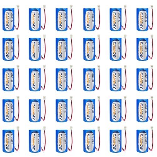 MEELER 30 PCS C Size 3.6V 9000mAh Lithium Battery for ER26500 with 51005 White Plug