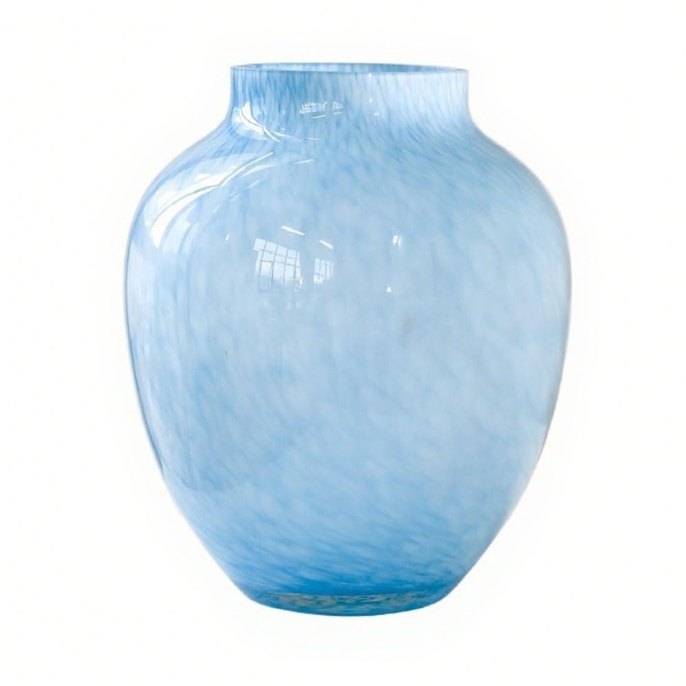flower vase Handmade Cloud Like Textured Glass Vase Bulbous Body Narrow Mouth Decor Flower Arrangement
