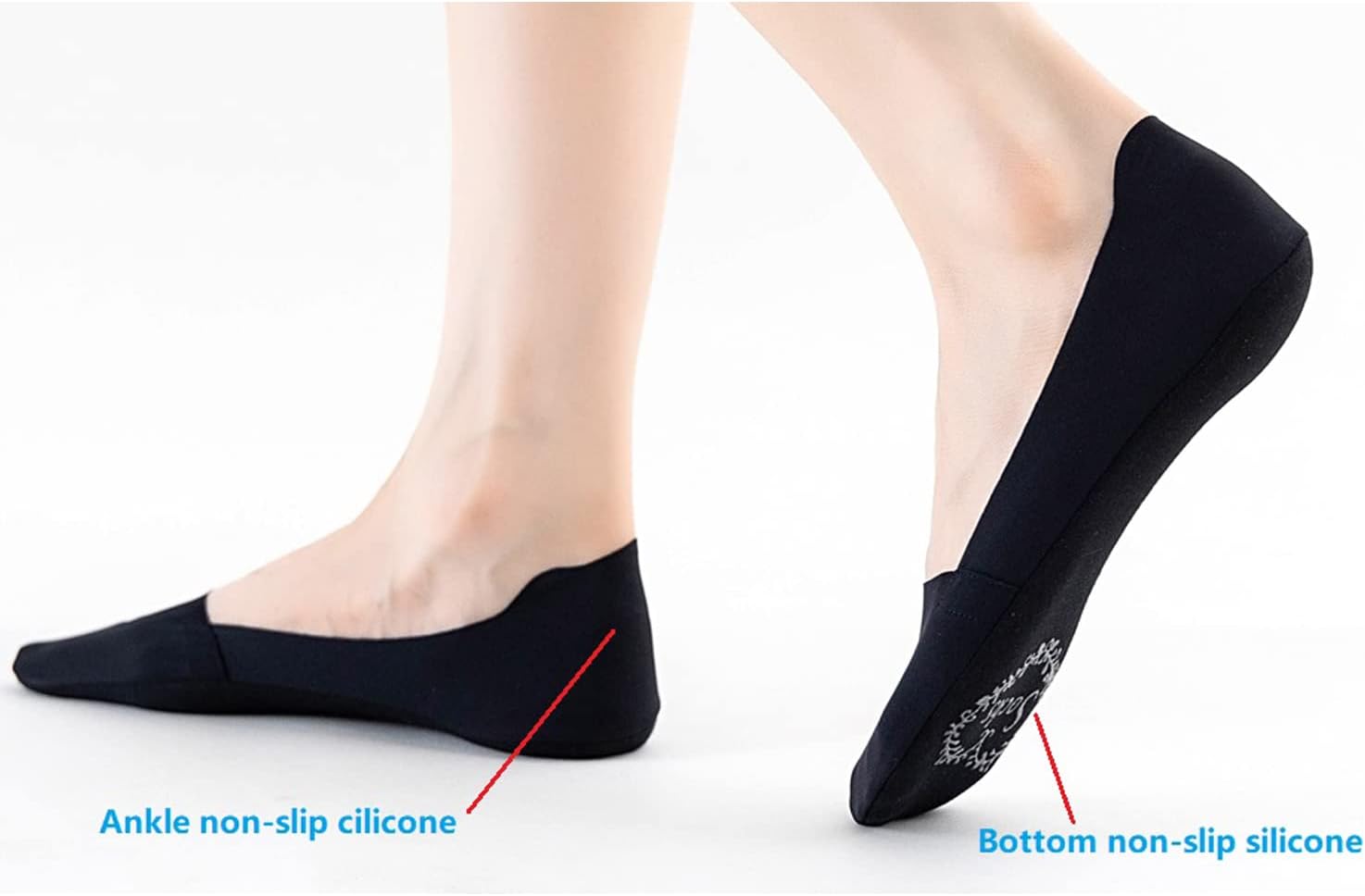 VFM 6/8 Pairs Women's No Show Ultra Low Cut Liner Socks - Ice Feeling, Non-Slip, Invisible, Thin - Image 3