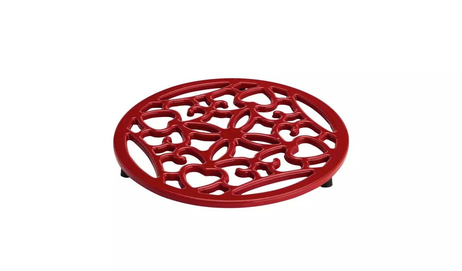 Aidni Red Cast Iron Trivet For Hot Dishes, Kitchen Table Protection (Red)