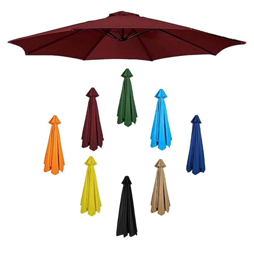 YCBTPS Replacement Parasol Canopy, 7ft/9ft/10ft Garden Canopy Cover Replacement Cover, 6 Ribs 8 Ribs Outdoor Market Table Umbrella Canopy Replacement Cloth(Red,8ribs/2.7m(9ft))