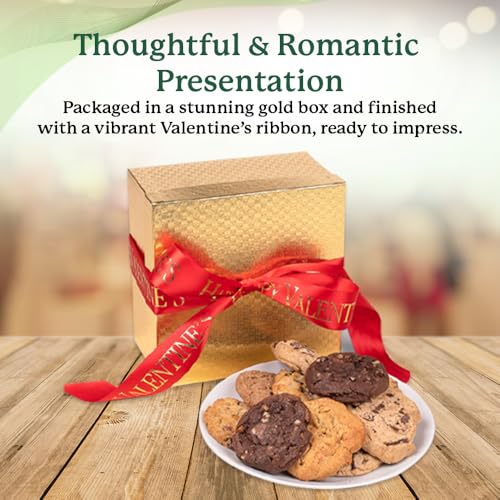Gold Valentine’s Day Cookie Gift Box with Ribbon – 9 Freshly Baked Gourmet Cookies – Perfect Sweet Treats for Loved Ones - Image 5