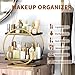 YIWANFW Makeup Organizer for Vanity, Black Gold Perfume Organizer for Dresser, 2-Tier Bathroom Countertop Organizers, Bathroom Counter Shelf Skincare Holder Perfume Tray Cosmetic Display