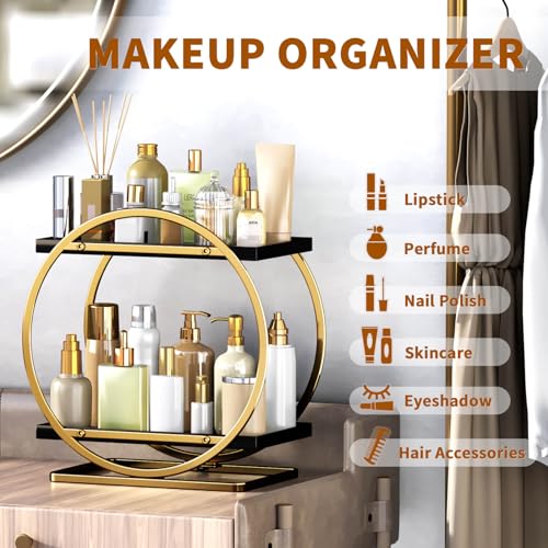 YIWANFW Makeup Organizer Vanity Black Gold Perfume Organizer for Dresser - image 6