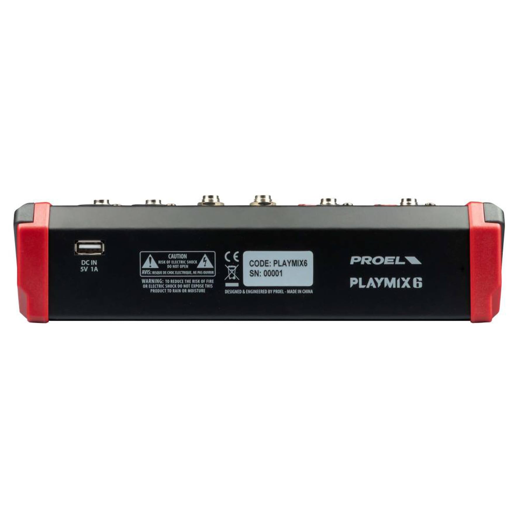 PROEL Proel PLAYMIX6 - Mixer audio a 6 ingressi con modulo bluetooth, lettore MP3 e Registrazione stereo su USB, Nero rifiniture in Rosso