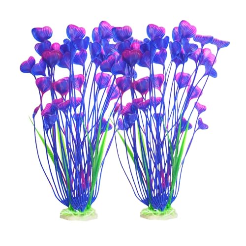 Image of Artificial Aquarium Plants, Purple, 16 inch, 2 Pack | Plastic, Fish Tank Decoration, Tall Ornament