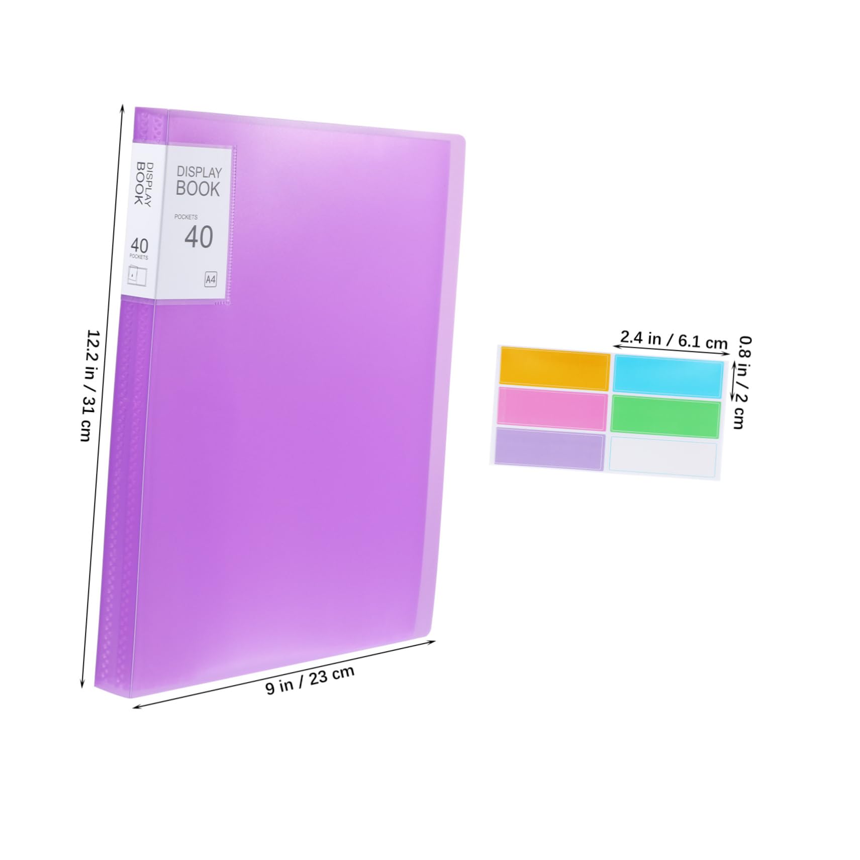 Carpeta de Portafolios A4 de Pp, 5 Piezas, 40 Bolsillos, con Pegatinas | Carpetas Transparentes, de Presentación, Material de Oficina, Decoracion Colegio