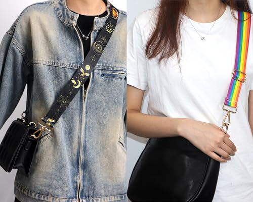 Image of Crossbody Purse Strap for Women Men Girls Boys Mother Girlfriend Gift, Replacement Bag Belt Strap for Purse Handbag Guitar Camera, Adjustable Canvas Wide Shoulder Strap with Golden Hooks