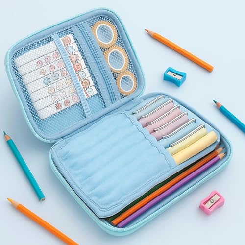 Image of Famyo Blue Astronaut & Space Pencil Box for Kids | Hard Shell School Stationery Organizer | Aesthetic Pencil Case for Boys & Girls | Cute Stationery Item for School & Travel