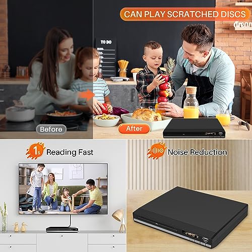 HD DVD Player mit HDMI-Anschluss, Region Free für Smart TV, HDMI/RCA Ausgangskabel inklusive, Unterbrechungspunktspeicherung, Eingebautes PAL/NTSC, CD Player für Zuhause (Nicht Blu-ray) – Bild 6