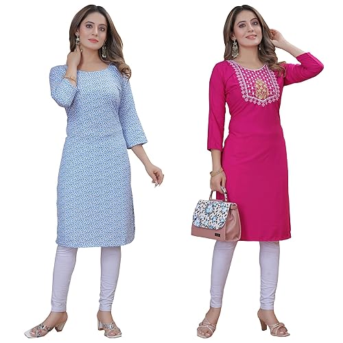 Image of Women's Multicolor Crepe Kurta||Pack of 2 Kurta||Kurta for Women