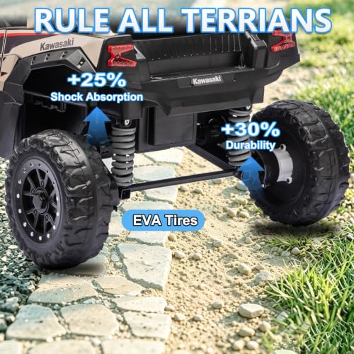 Image of NEWQIDA Licensed Kawasaki 24V Ride on Toys for Kids 3-6 Ride on UTV, Khaki