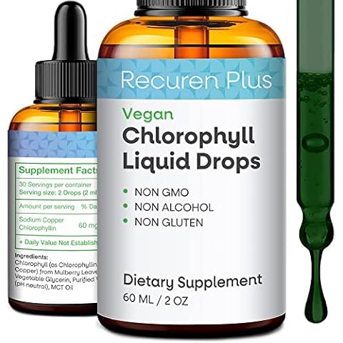 Chlorophyll Liquid, Chlorophyll Drops for Water, Natural Ingredients, Mint Taste 60mg Cover