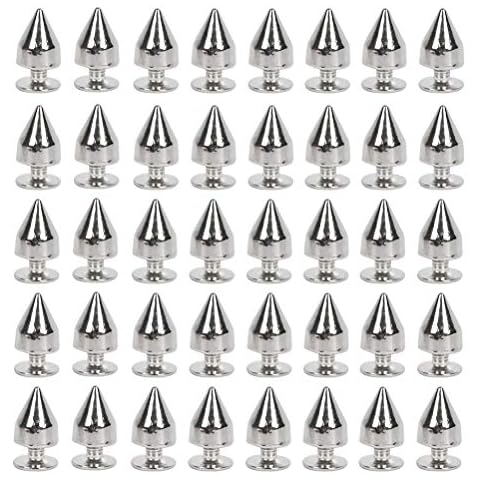 200 Sets 9.5mm Cone Spikes Screwback Studs, Silver Studs and Spikes Punk Spikes for DIY Leather Crafts and Clothing Cover