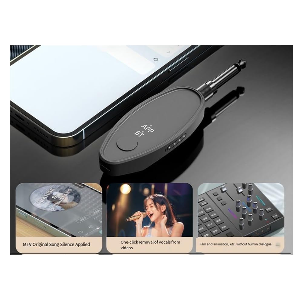 Adattatore Ricevitore Audio 3,5/6,5 mm Aux Wireless Bluetooth 5.2 Splitter Musicale per Karaoke Trasmissione in Diretta Rimozione Vocale