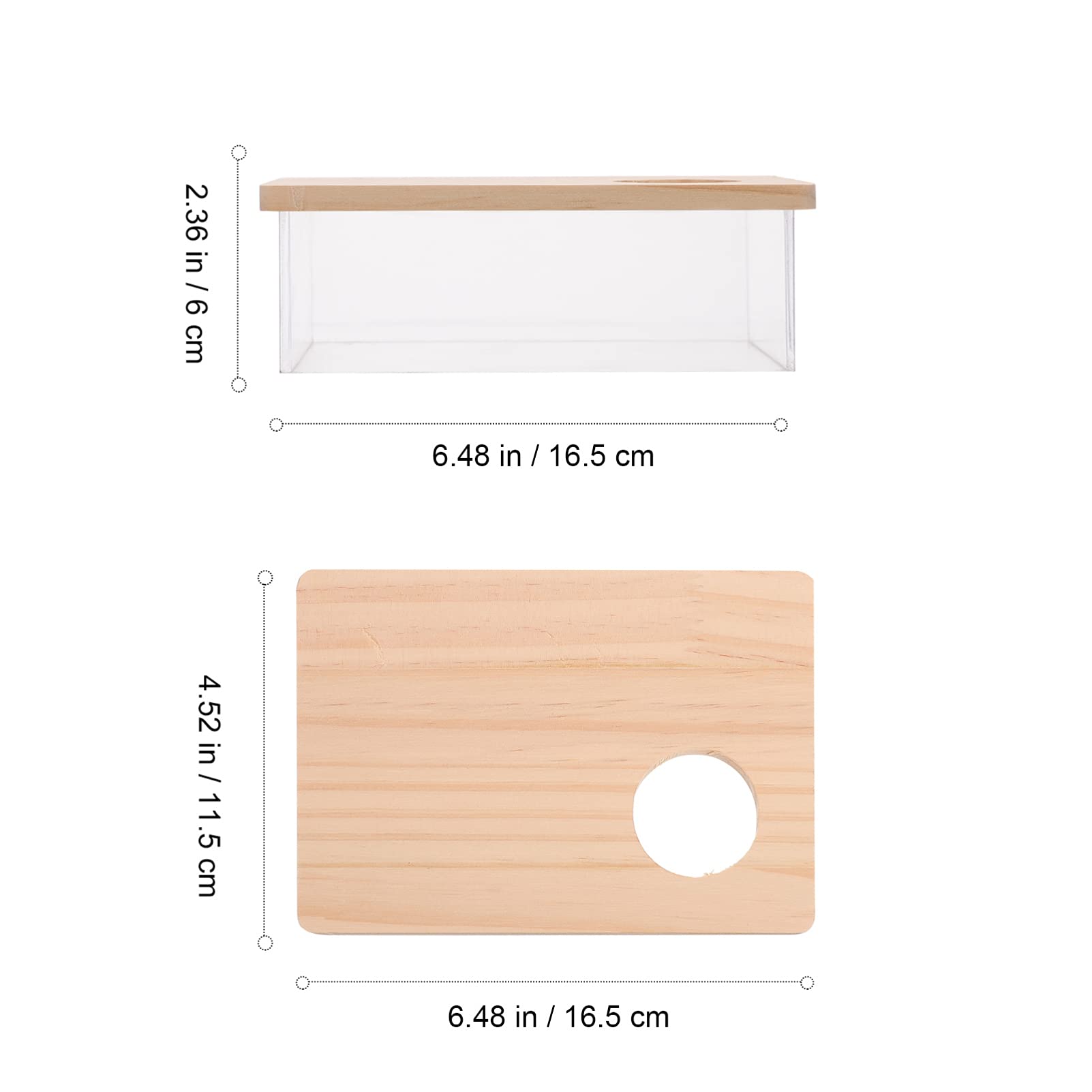 1Pc Hamster Hideout, Gerbil Sand Bath Hamster Sand Bath Box with Wooden Cover Pet Sand Bathtub Hamster Cages for Small Animals, 16.5x11.5x6cm - Image 2