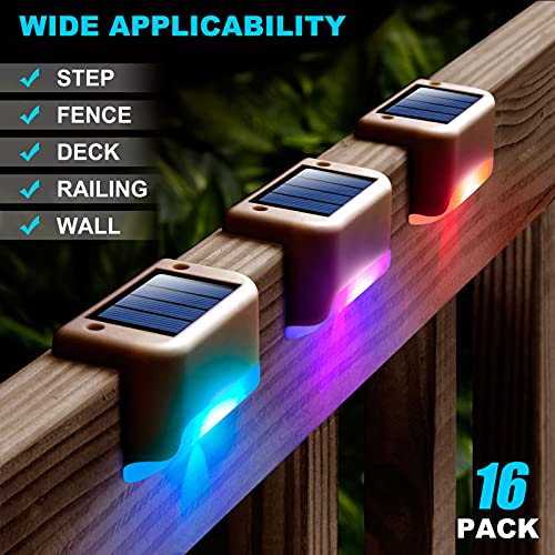 Denicmic Solar Deck Lights Outdoor, 16 Pack Solar Step Lights Waterproof Led Solar Lights For Outdoor Decks, Railing,Stairs, Step, Fence, Yard, And Patio Christmas Decoration Lights(Color Changing) #TOP1