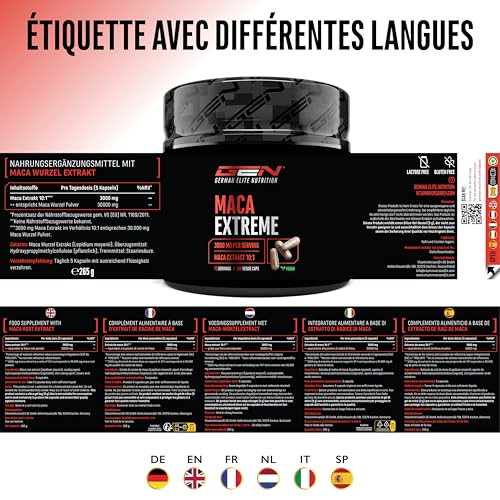 GEN GERMAN ELITE NUTRITION Maca Extrême - 365 Gélules - Haute dose – vue 6